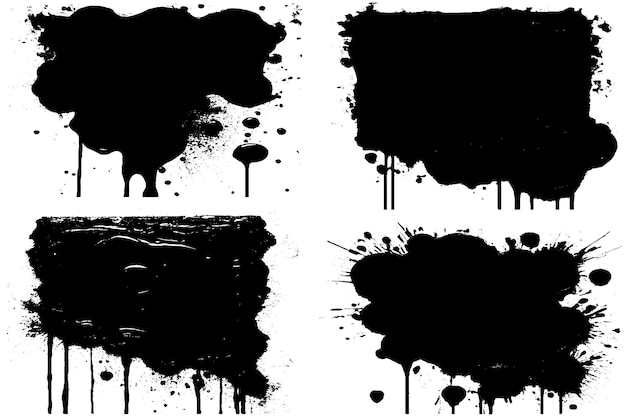 ベクトル 白い背景の黒い塗料のグランジな質感 黒い塗料のスプラッシュ質感のベクトル画像