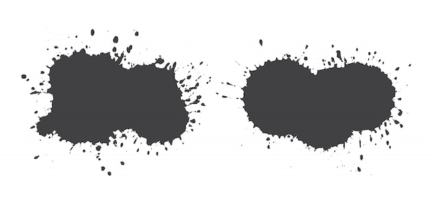 Black paint splash isolated set