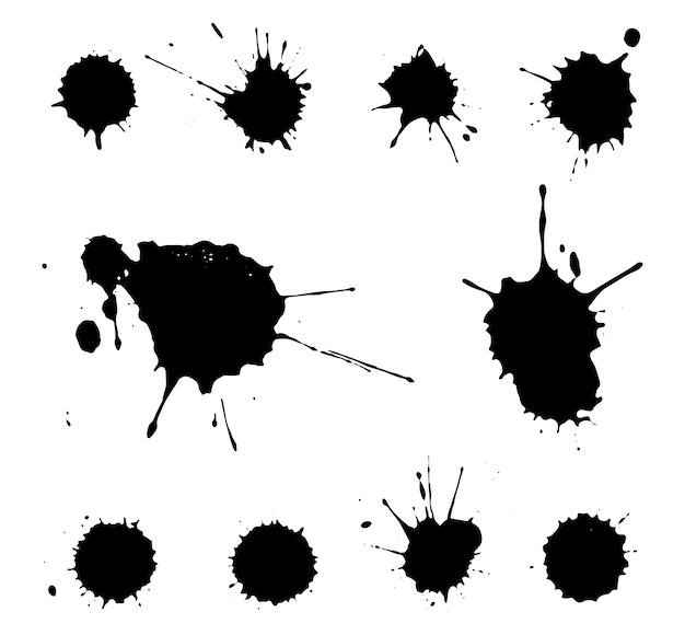 Vector black paint splashes set.