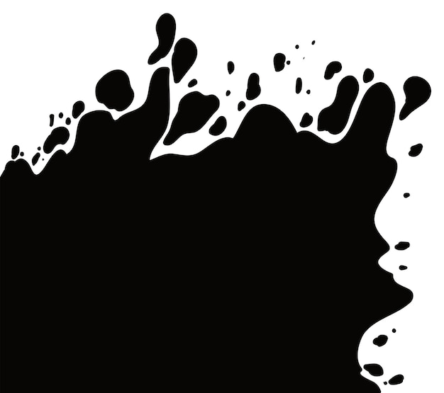 Black paint splatter over white background