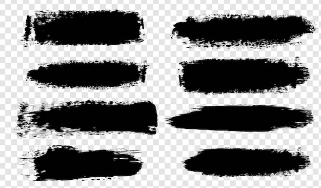 Black paints collection transparent background vector illustration