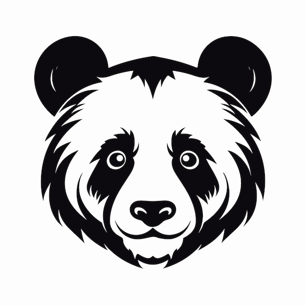 A black panda bear head on a white background