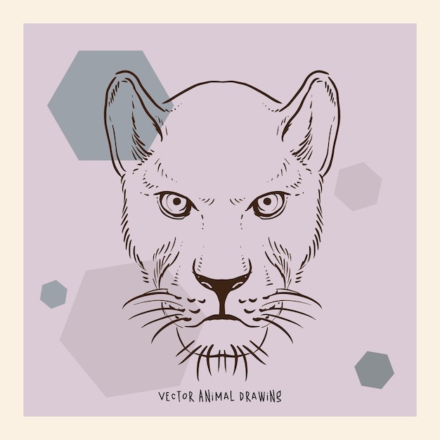 Vector black panther animal portrait vector art drawing pastel abstract background