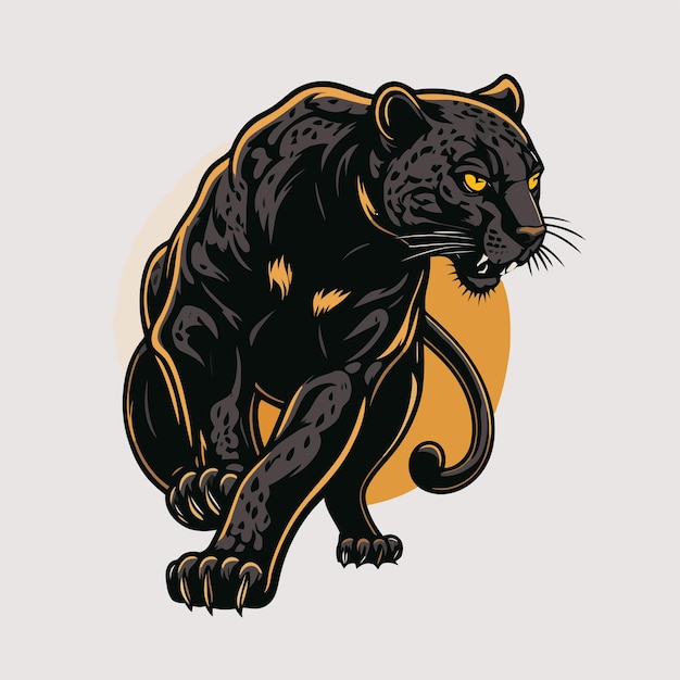 Vector black panther face logo mascot icon wild animal character vector logo