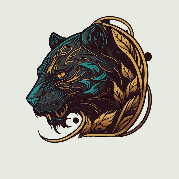 Black Panther face logo mascot icon wild animal character vector logo