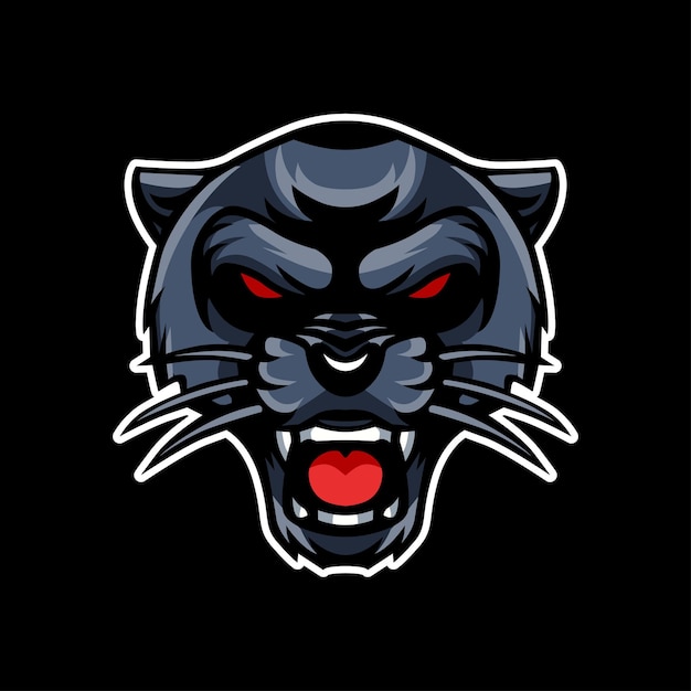 Black panther head mascot illustration