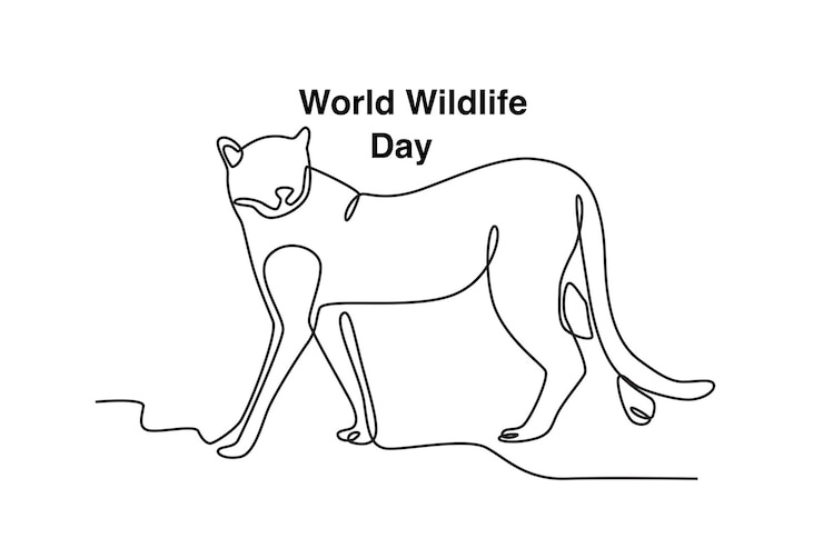 Vector a black panther world wildlife day oneline drawing