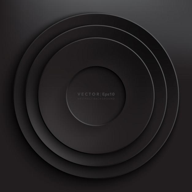 Black paper circles background. Round paper frame.  