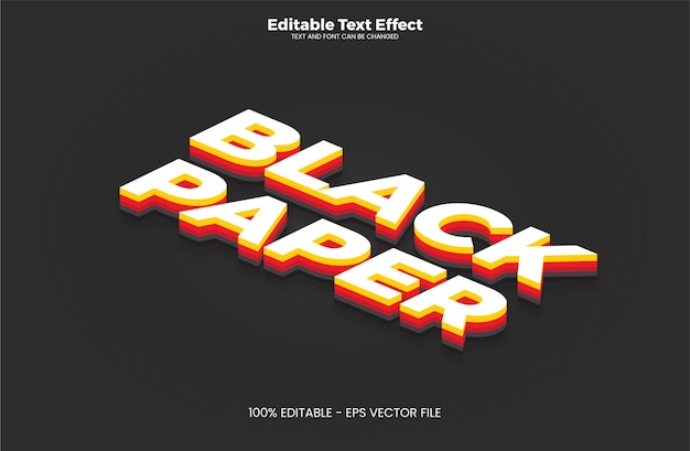 Vector black paper editable text effect in modern trend style