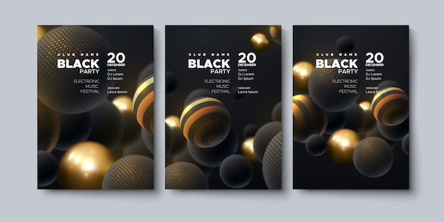 Black party poster mockup