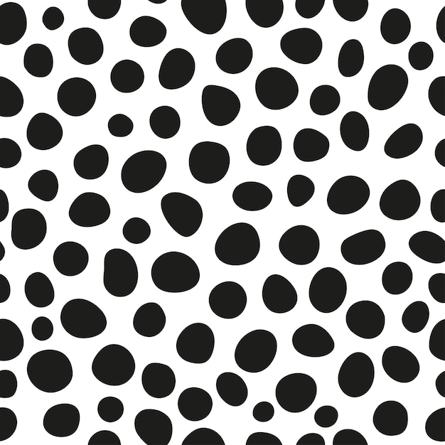 Black pattern of round abstract shapes drawn by hand on white background