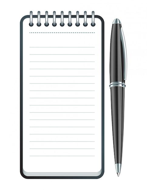 Vector black pen and notepad icon.  illustration