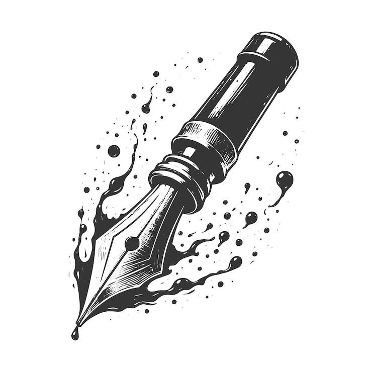 Vector a black pen with a fountain pen in it