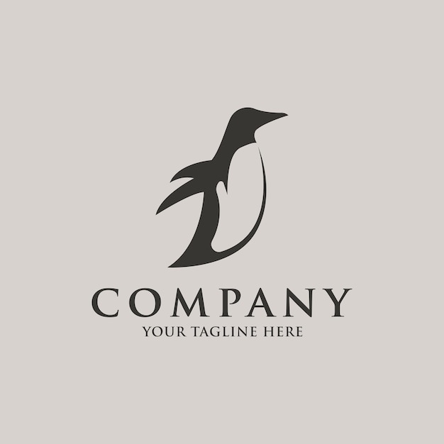 Black penguin logo design vector