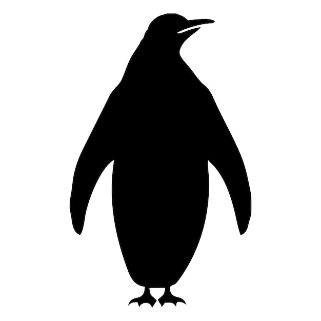 Vector black penguin silhouette walking and skating in ice