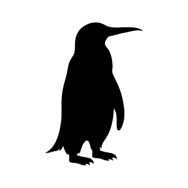 Vector black penguin silhouette walking and skating in ice