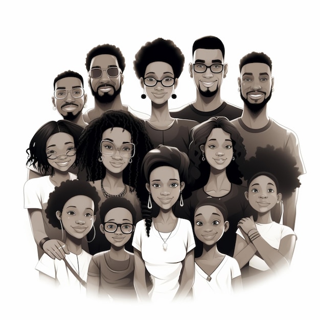 Vector black people isolated on transparent background