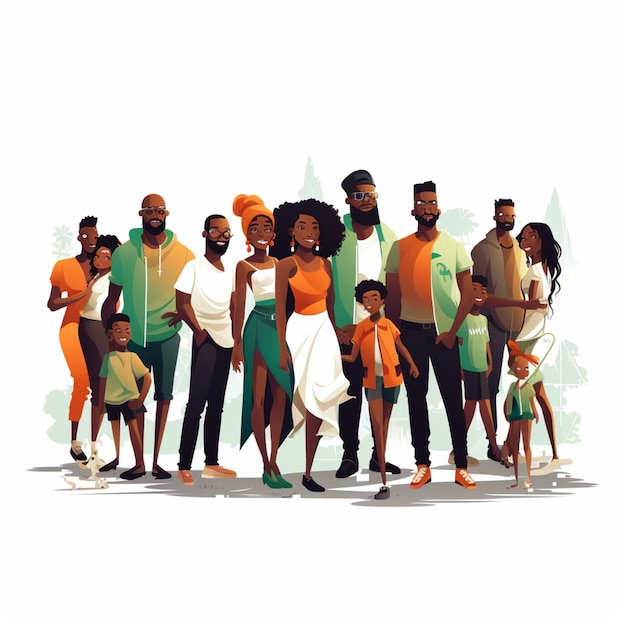 Vector black people isolated on transparent background