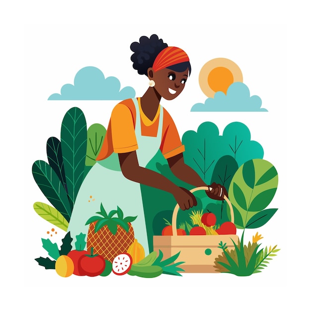 Black People Shopping Illustration