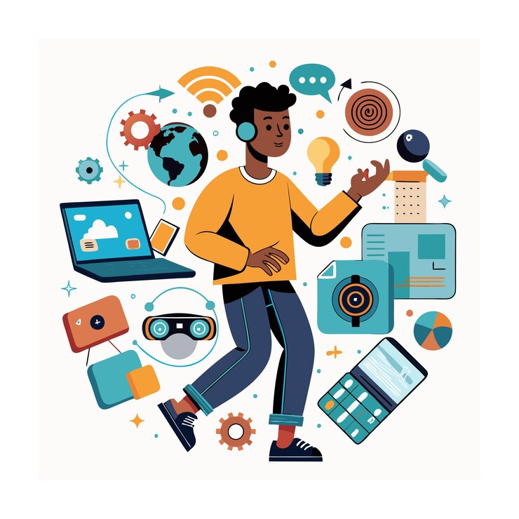 Vector black people shopping illustration