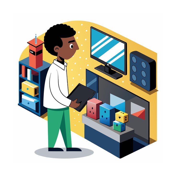 Vector black people shopping illustration