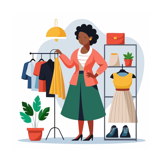 Black People Shopping Illustration