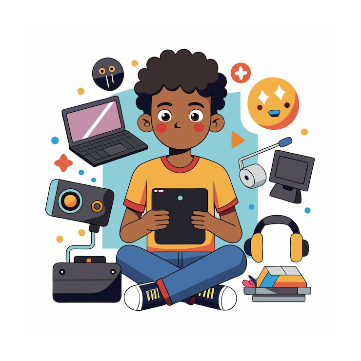 Vector black people shopping illustration