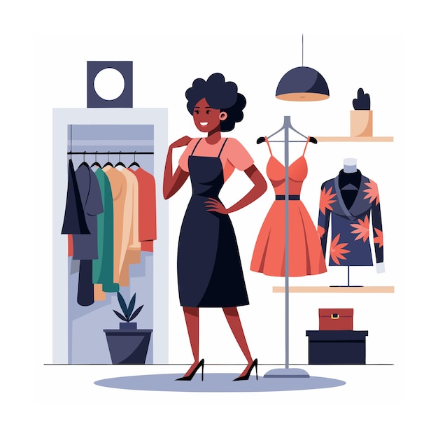 Black People Shopping Illustration