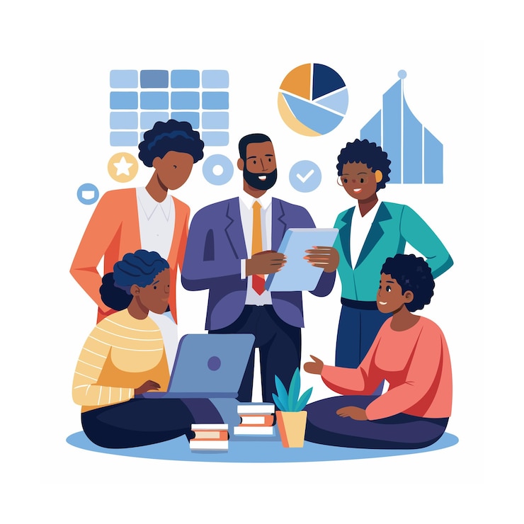 Vector black people team illustratie