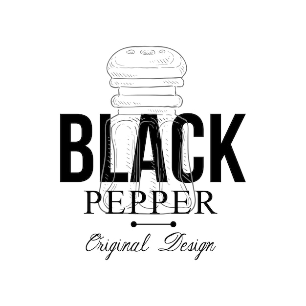 Vettore pepe nero logo design originale spezia culinaria emblema vettoriale illustrazione isolato su sfondo bianco