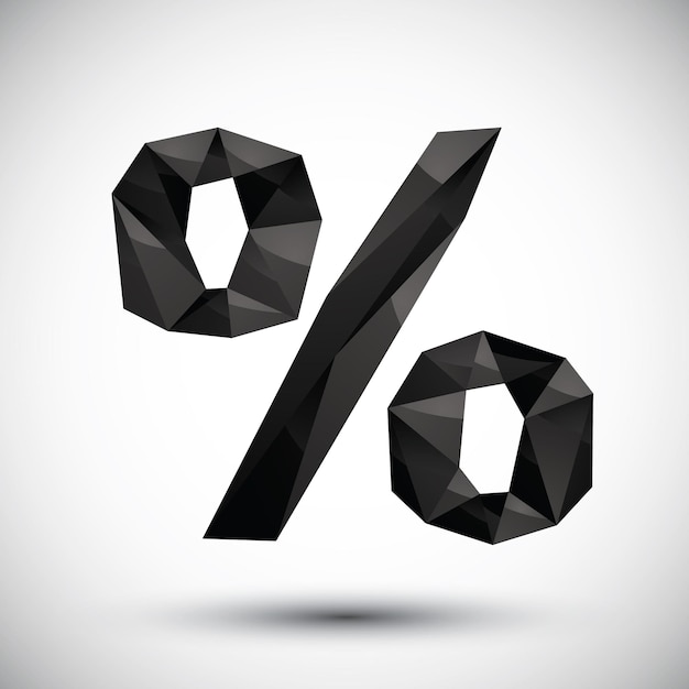 Black percent geometric icon made in 3d modern style best for use as symbol or design element for web or print layouts