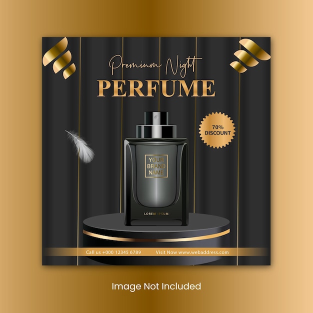 Vector a black perfume bottle with a gold label that says 