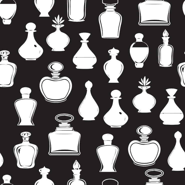 Vector black perfume bottles pattern vector