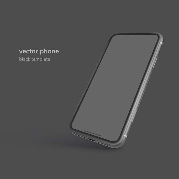 Black phone isolated on black background