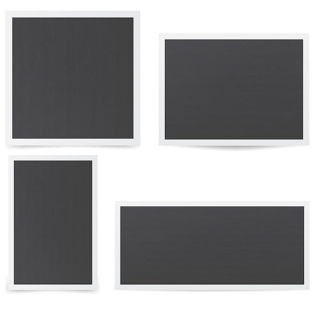 Vector black photo frames. mockup of frames with various shadows.