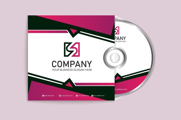 Vector black and pink abstract cd cover and label design