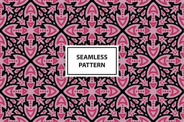 A black and pink background with a pattern that says seamless.