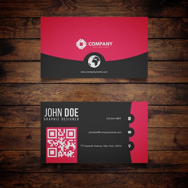 Vector black and pink business card