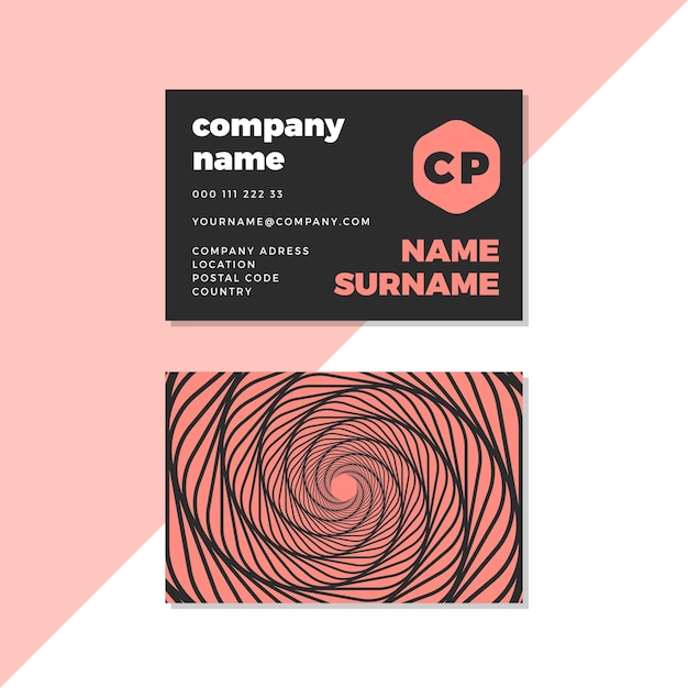 Vector black and pink distorted swirl business card