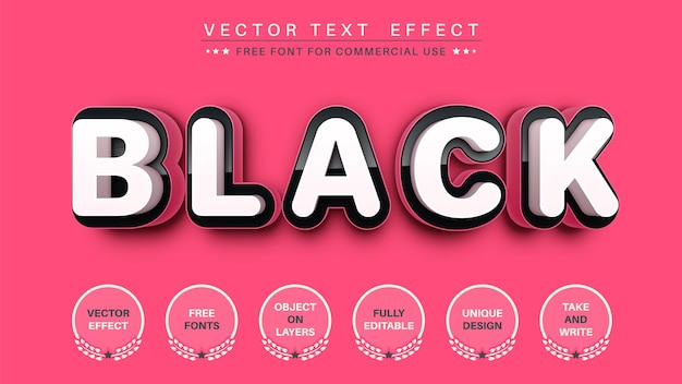 ブラック ピンク 編集可能なテキスト効果、フォント スタイル