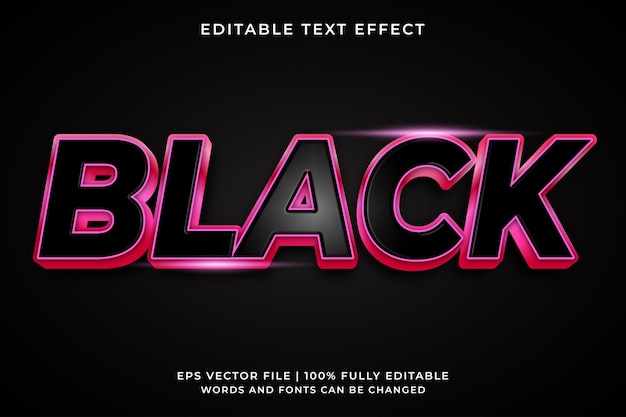 Вектор Текстовый эффект черного розового света