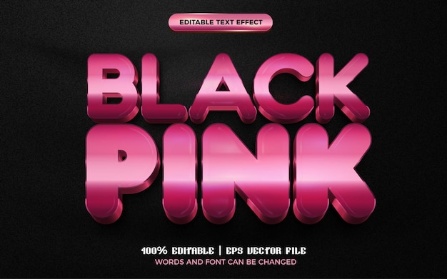 Black pink rose glossy 3d editable text effect style template