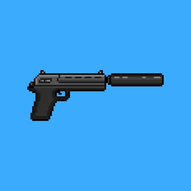Пиксель арт с черным пистолетом
