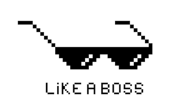 Black pixel glasses like a boss meme mafia gangster funky logo vector illustration graphic design