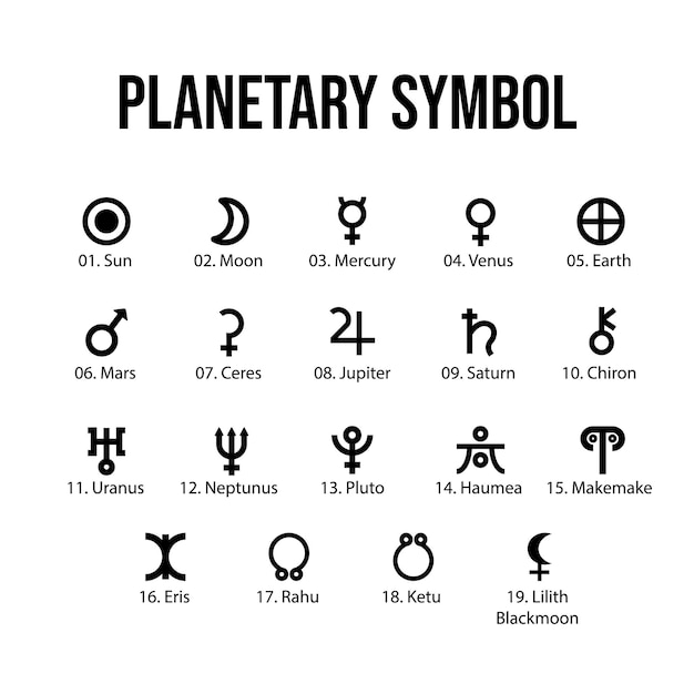 Vector black planet symbol astronomy astrology