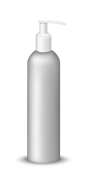 Black plastic bottle with pump dispenser