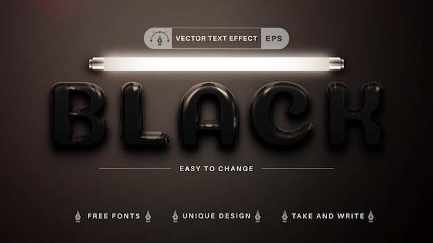 Black plastic - editable text effect, font style