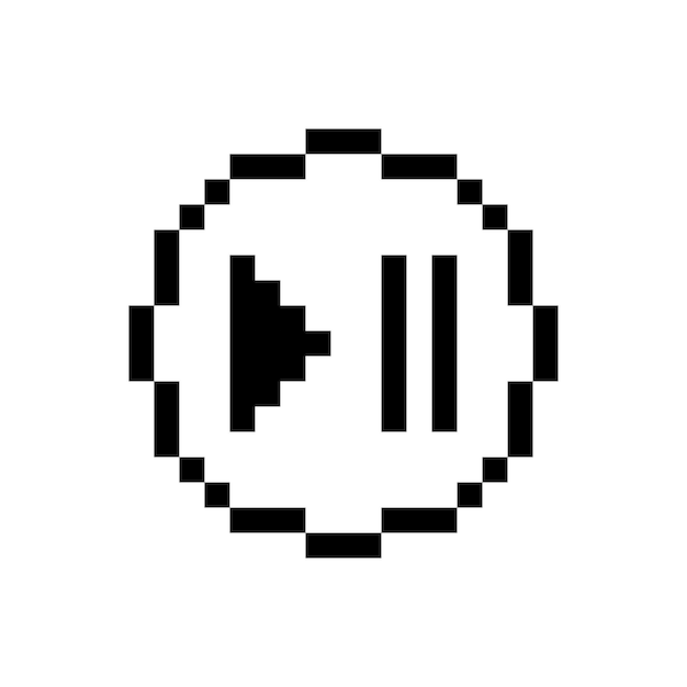 Black play pause button pixel art design