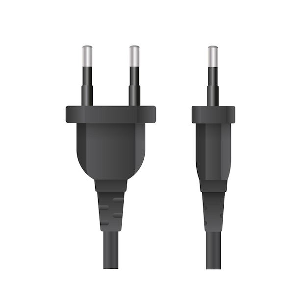 Vector black plug for euro socket. realistic plug for euro sample socket. isolated. vector.