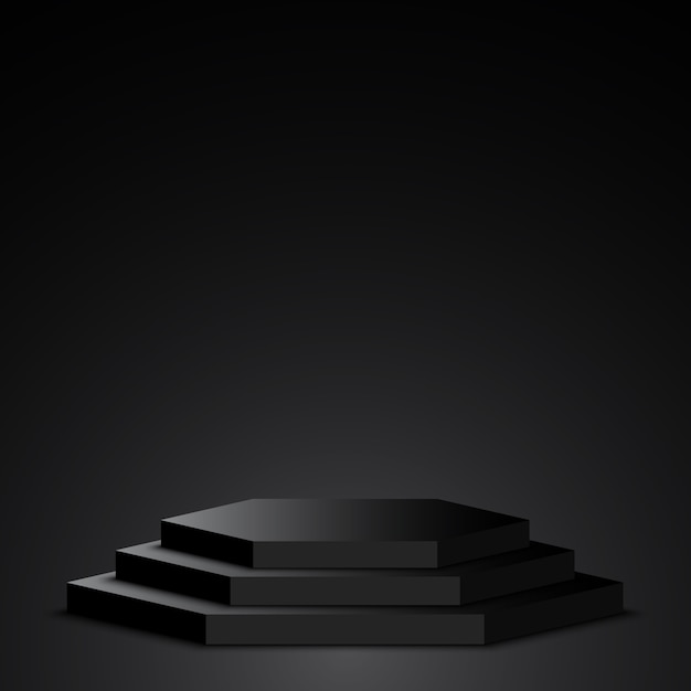 Black podium. Pedestal. Scene.  